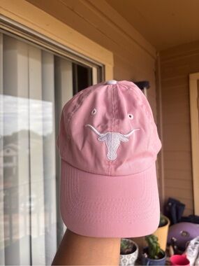 Pink Embroidered Longhorn Baseball Cap - Unbranded